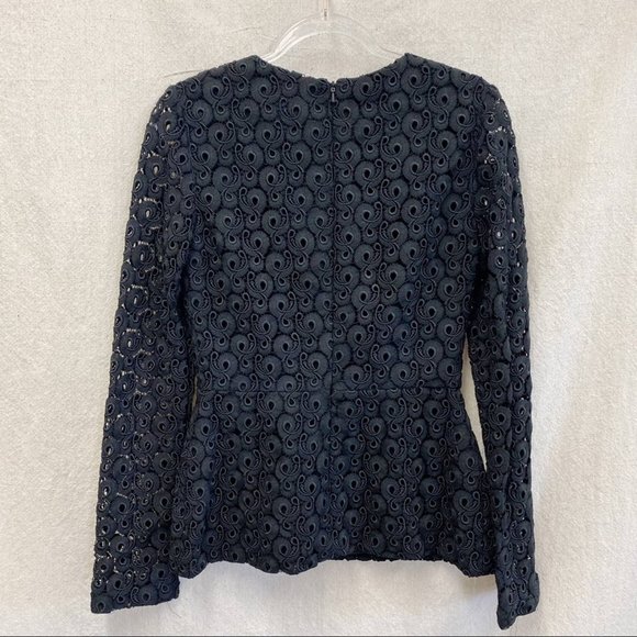 Vera Wang black crochet lace peplum top one of a kind, sample size XS-S - Picture 4 of 10